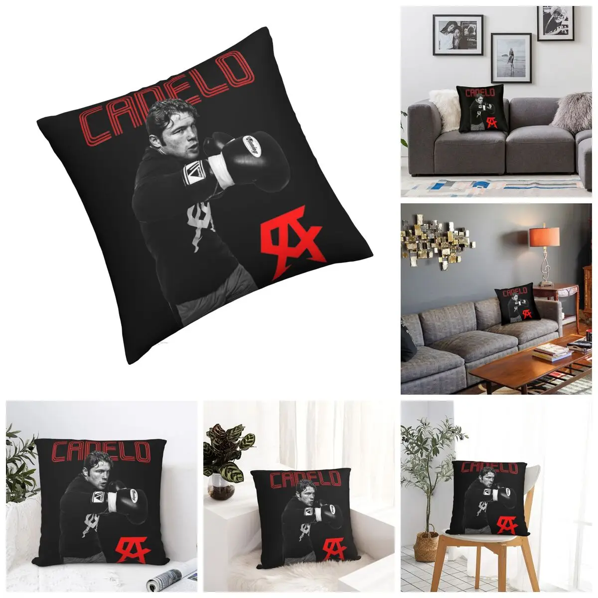 

Рекламная футболка Saul Canelos alvрезы, мексиканская боксерская футболка, графическая квадратная подушка, новинка, Плакучая ива, квадратная поду...