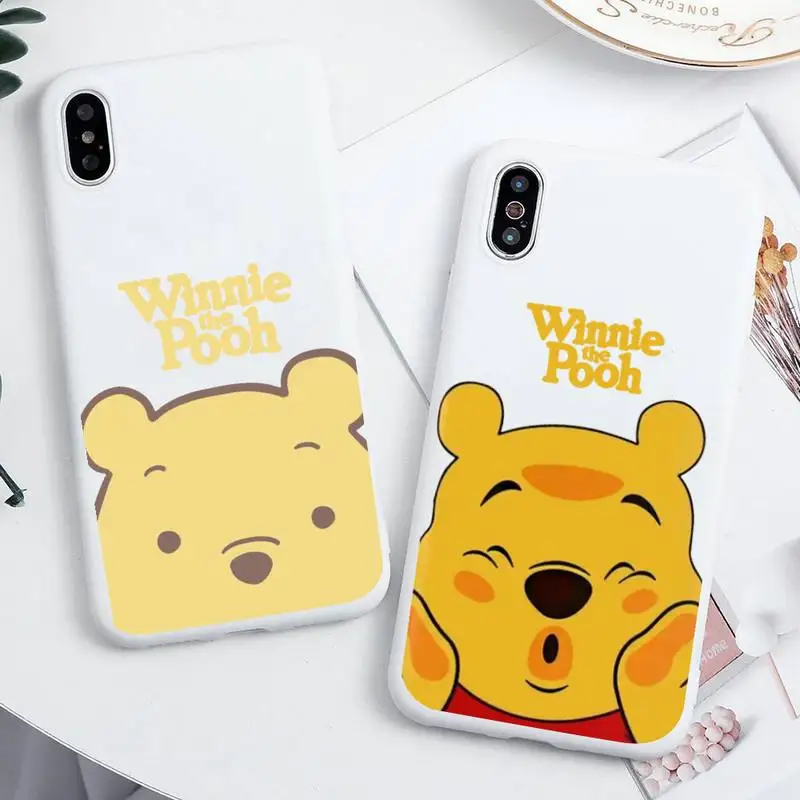 

Disney Winnie the Pooh Phone Case For iphone 13 12 11 Pro Max Mini XS 8 7 6 6S Plus X SE 2020 XR Candy white Silicone cover