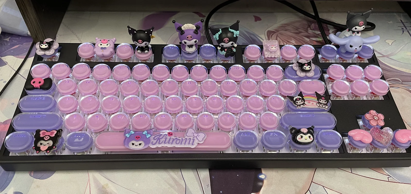 Sanrio Мультфильм Механическая клавиатура 87/104 клавиши Cinnamoroll Kuromi My Melody Аниме