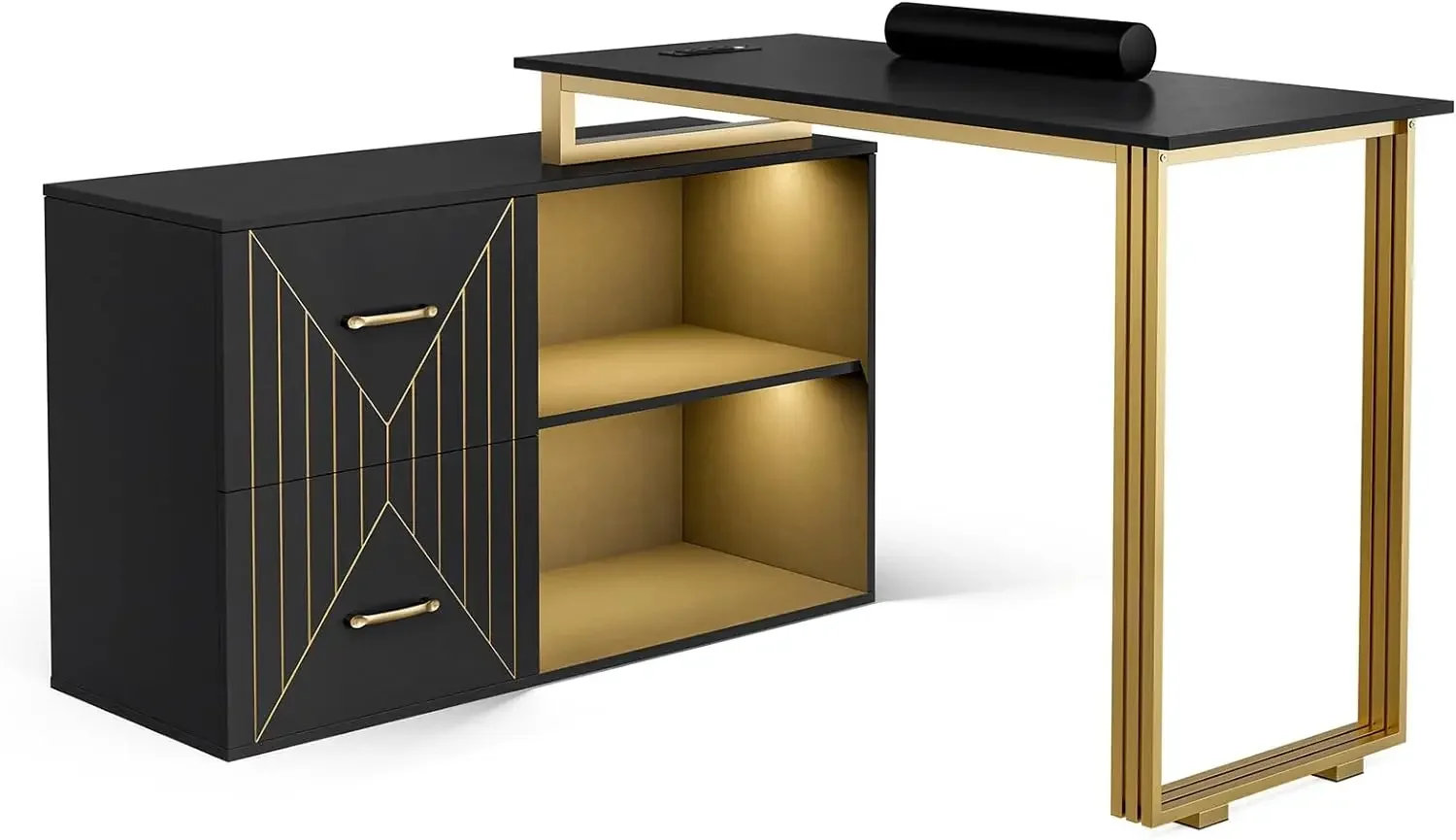 Маникюрный столик с 16 цветами фонариками L-образной формы для маникюра станция