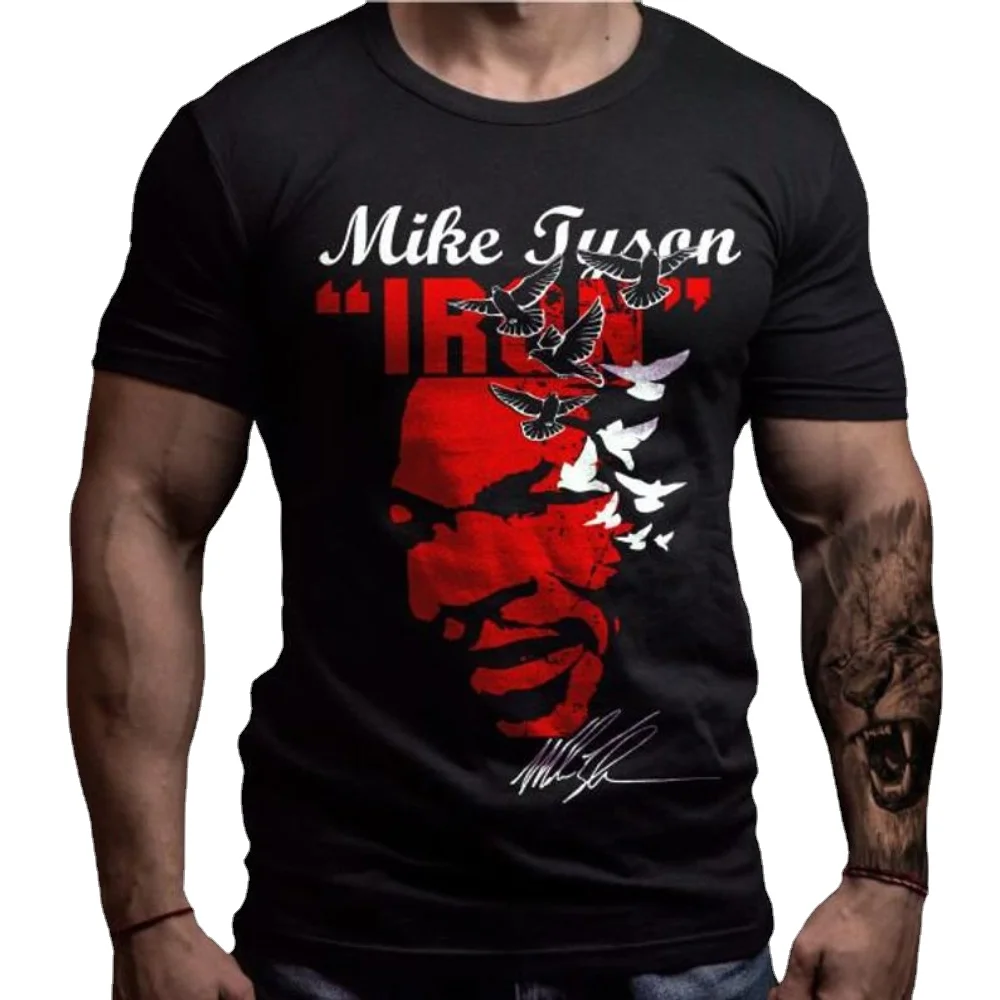 

Mike Tyson Iron Boxing Custom Design Autograph T-Shirt Summer Cotton Short Sleeve O-Neck Men's T Shirt New S-3XL