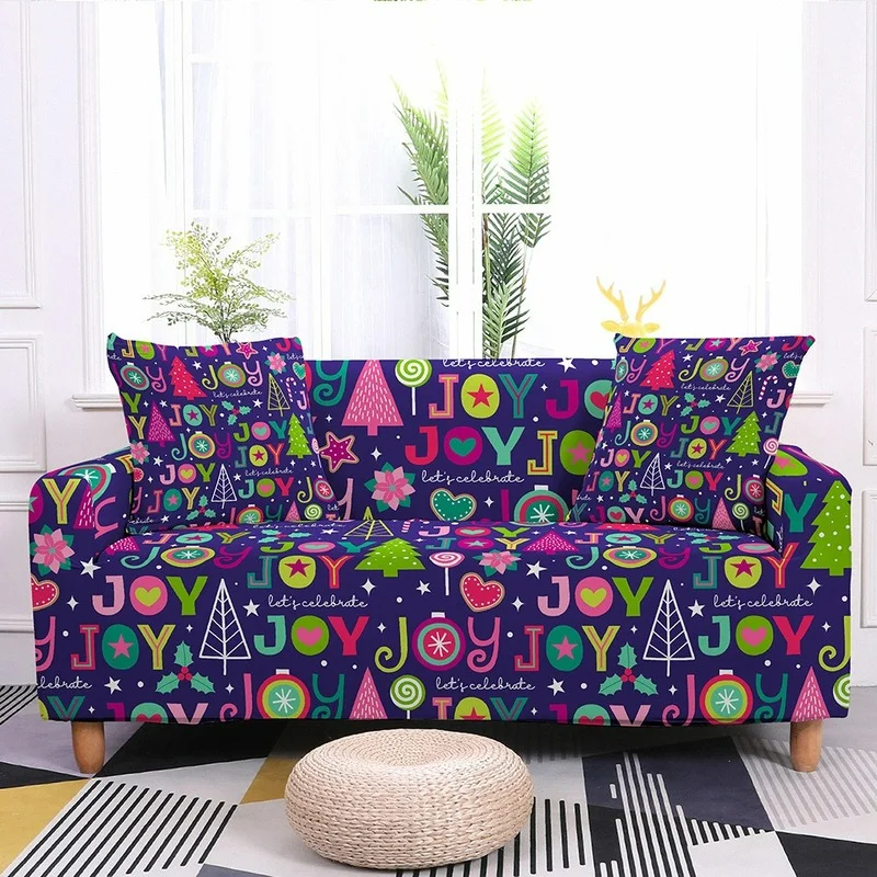 

Christmas Letter Series Sofa Cover All-inclusive Anti-dirty Couch Cushion Covers 1/2/3/4 Seat Armchair Sofa Chaise Cover Lounge