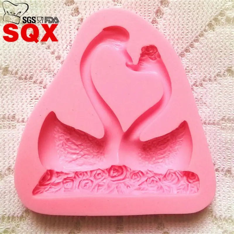 

Loving Swan Shape 3D Fondant Silicone Mold Candle Chocolate Soap Moulds Wedding Cake Decorating Kitchen Baking SQ1486