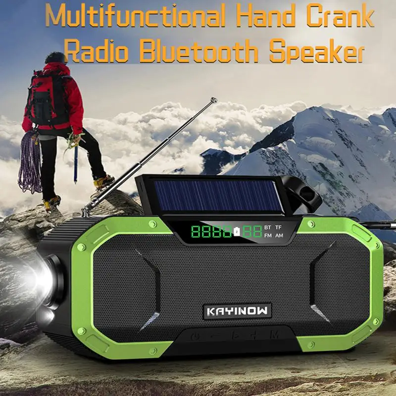 

Multifunction Hand Crank Radio Solar Powered Use Emergency LED Flashlight 4000mAh Power Bank AM/FM Weather Radio Phone Charger