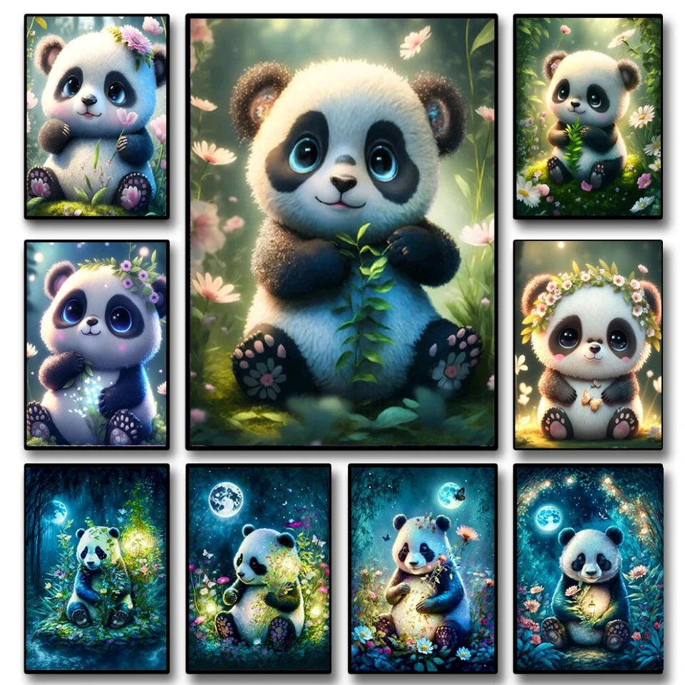 

5D Diy Diamond Painting Panda Cartoon Full Rhinestones Embroidery Mosaic Art Cross Stitch Kits Home Decor New Arrivals 2023