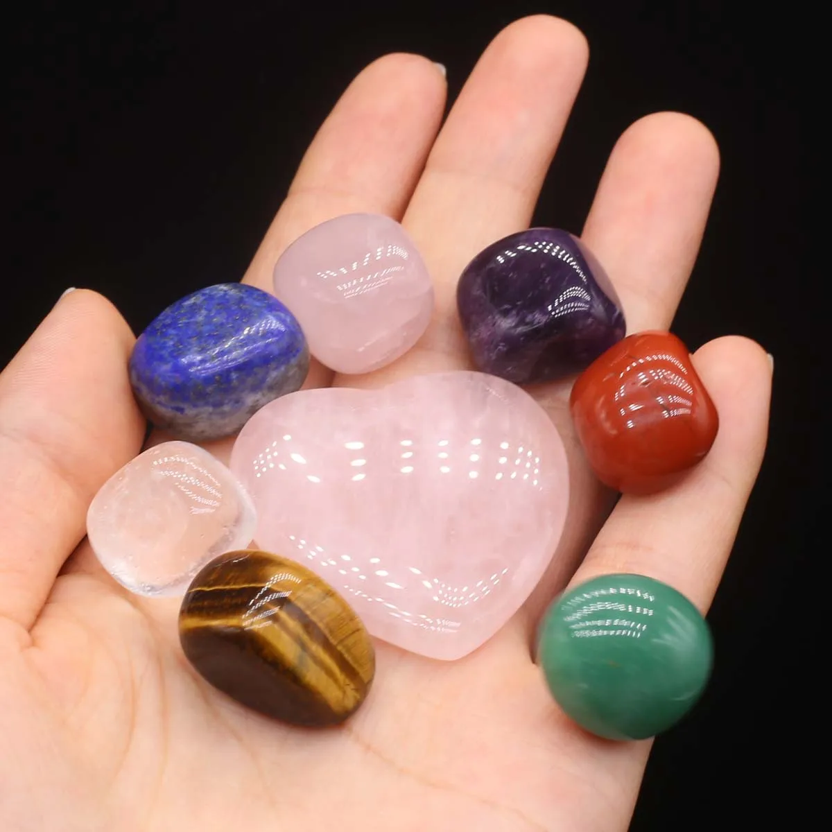 

8pcs/set Pink Heart Natural Gemstones Kit Raw Mineral Specimens Set Irregular Energy Gem Collection Gift Box pink heart