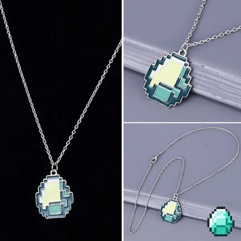 Игра Minecraft мультфильм алмазный блок металлическое ожерелье аниме мужская мода