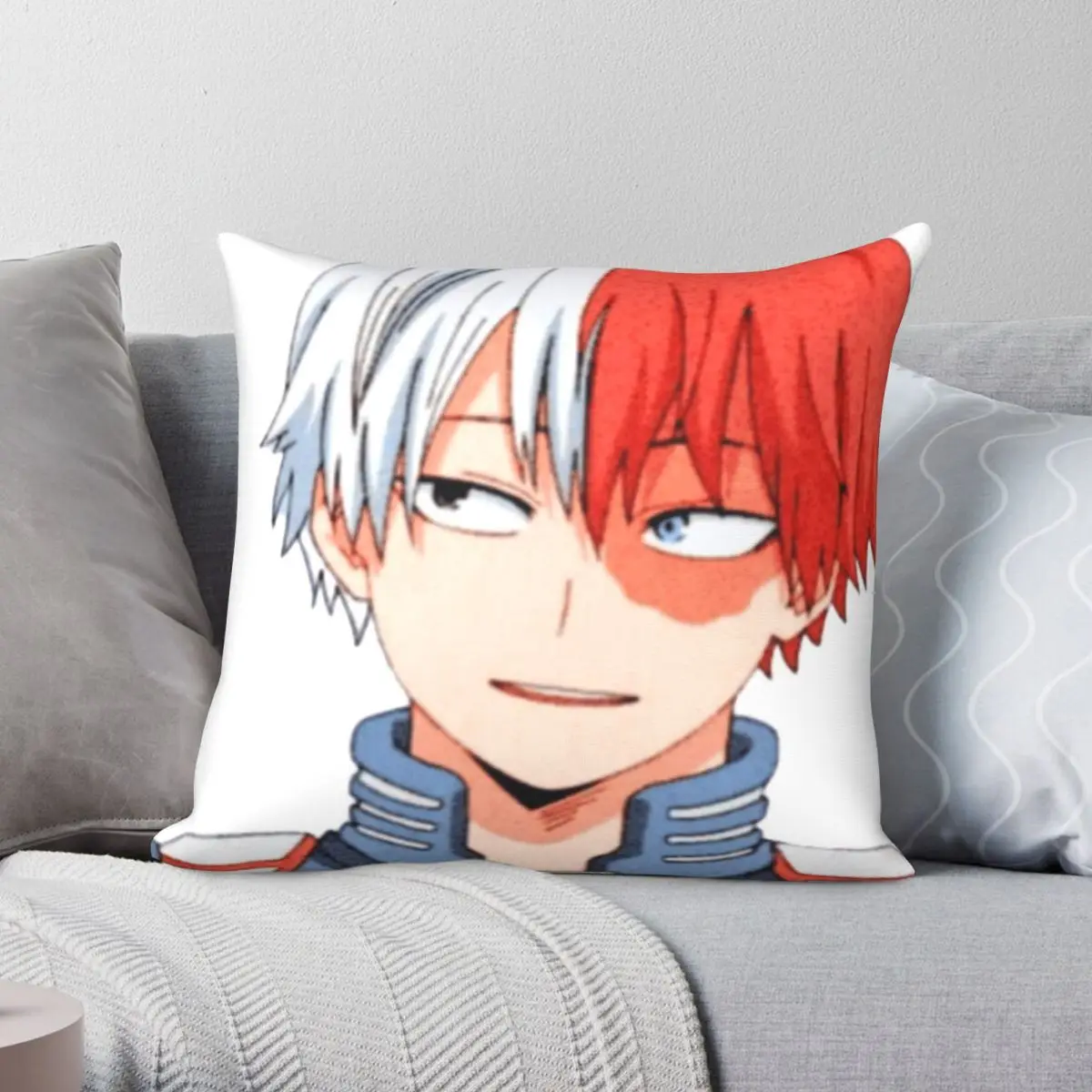 Cute Todoroki BNHA Square Pillowcase Polyester Linen Velvet Printed Zip Decorative Pillow Case Home Cushion Cover