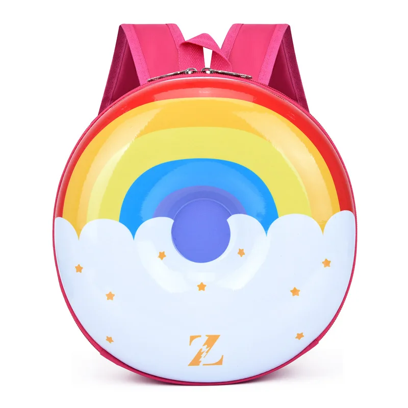 2023 New Children's Cartoon Cute Rainbow Donut Kindergarten Kids Hard Shell Backpacks for Young Children Waterproof Lightweight