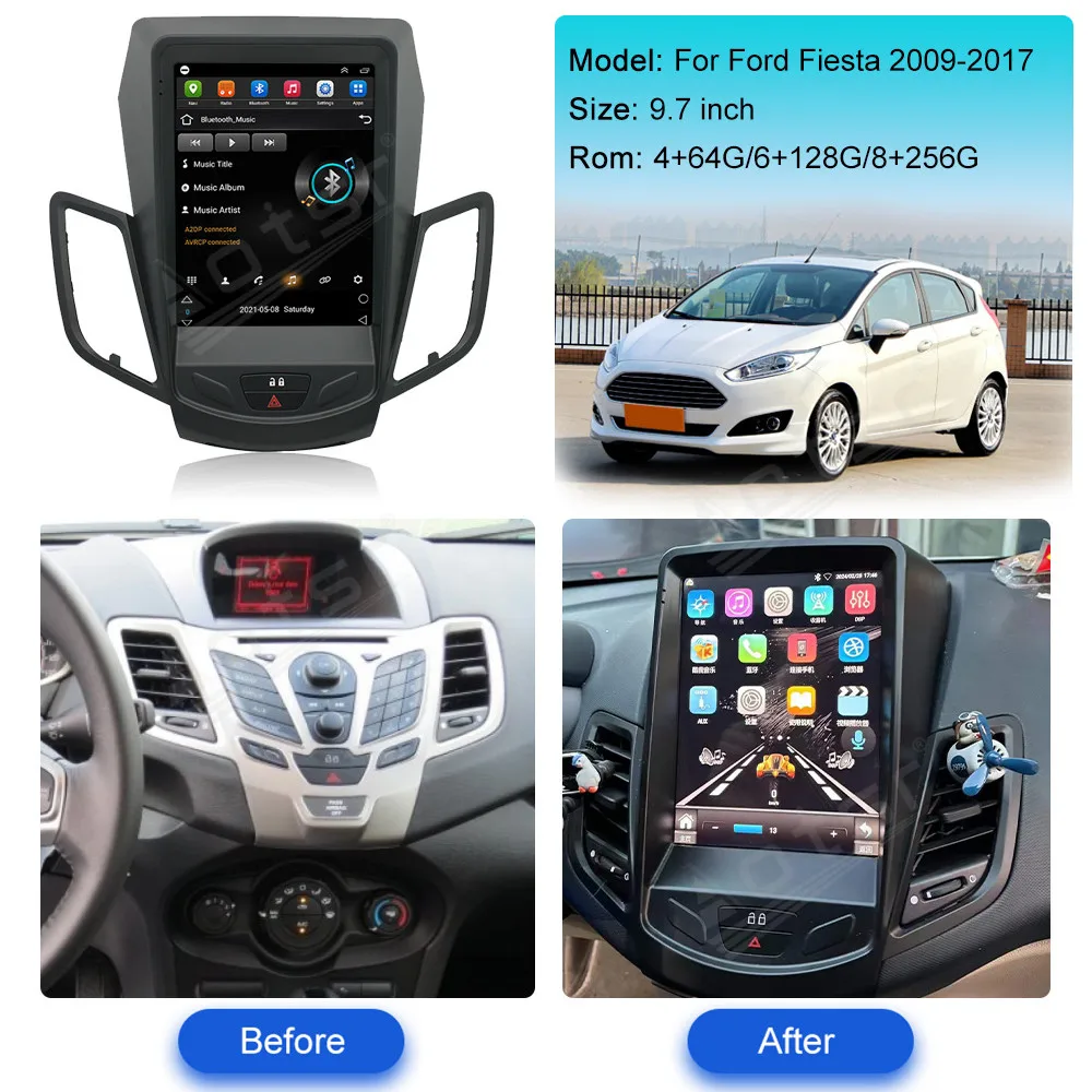 9 7 ''навигация 8-ядерный Carplay для Ford Fiesta 2009-2017 мультимедийный плеер Android 13 Авто