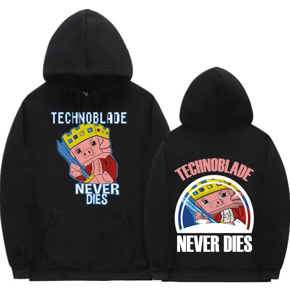

Мужская и Женская толстовка Technoblade Never Dies с капюшоном, модные повседневные винтажные пуловеры большого размера в стиле хип-хоп, уличная одежда