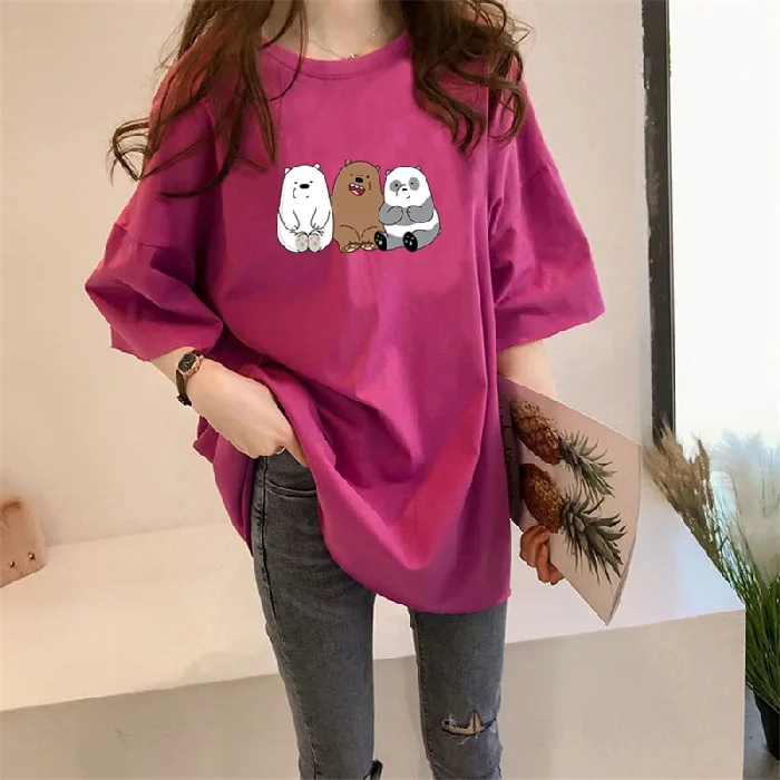 

Anbenser Korean Style Summer Female T-Shirts Women Short-Sleeved Cartoon Printed Tops Harajuku Simple Basic Tee Shirt Feminina