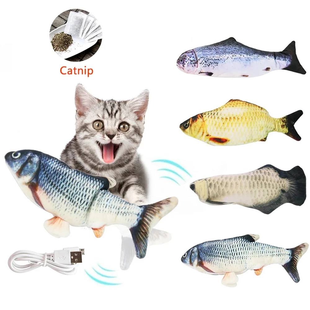 2022 Electronic Usb Charger Interactive Realistic Chew Bite Toys Floppy Fish Cat Toy Pet Supplies For Cats Kitten Drop Shipping