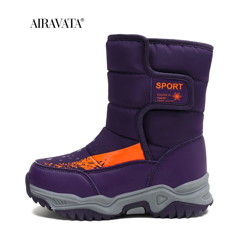 Style Children Boots Hook & Loop Boys Winter Shoes Round Toe Girls Ankle Boots Comfortable Waterproof Sneakers