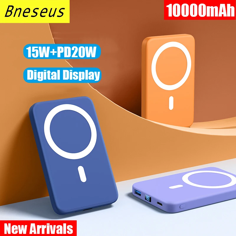 

10000mAh Magnetic Power Bank Magnetic External Auxiliary Battery Pack For iphone 12 13 12Pro 13Pro Max 15W Fast Wireless Charger