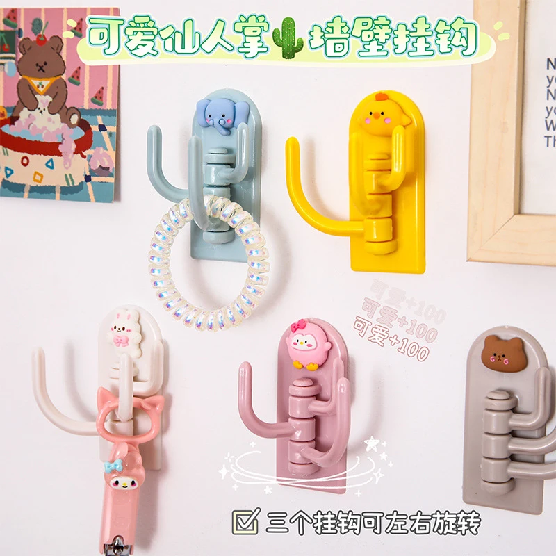 

Cute Cartoon Animals Wall Hooks 3 Hooks Adhesive Door Wall Hanger Kawaii Key Hook For Kids Room Bathroom Organizer Home Decor