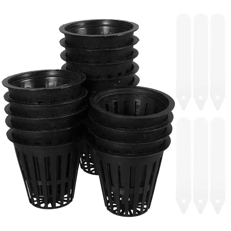 

1 Set Net Pots for Hydroponics Heavy Duty Plastic Slotted Mesh Net Cups with Plant Labels