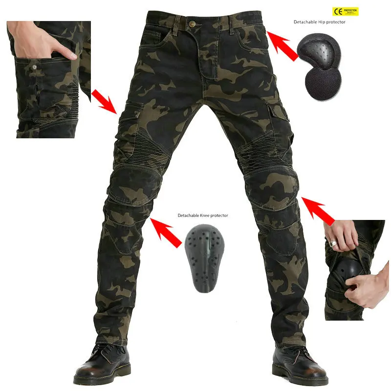 Racing Car Motorcycle Pants for Men Army Green Moto Jeans Upgrade Protective Gear Ride Touring Motorbike Trousers Motocross Pant