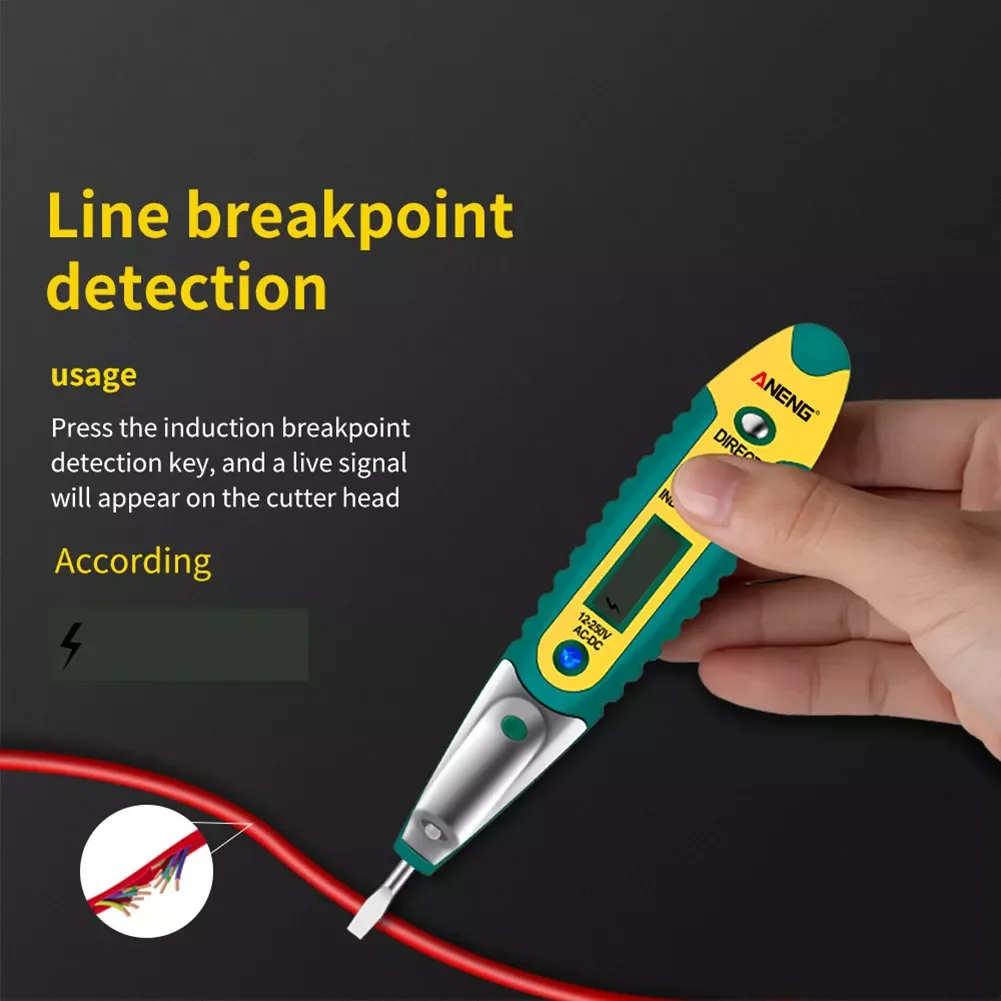 

AC/DC 12-250V Non-contact LCD Digital Display Tester Screwdriver Power Outlet Electrical Voltage Pen with Light Electrician Tool