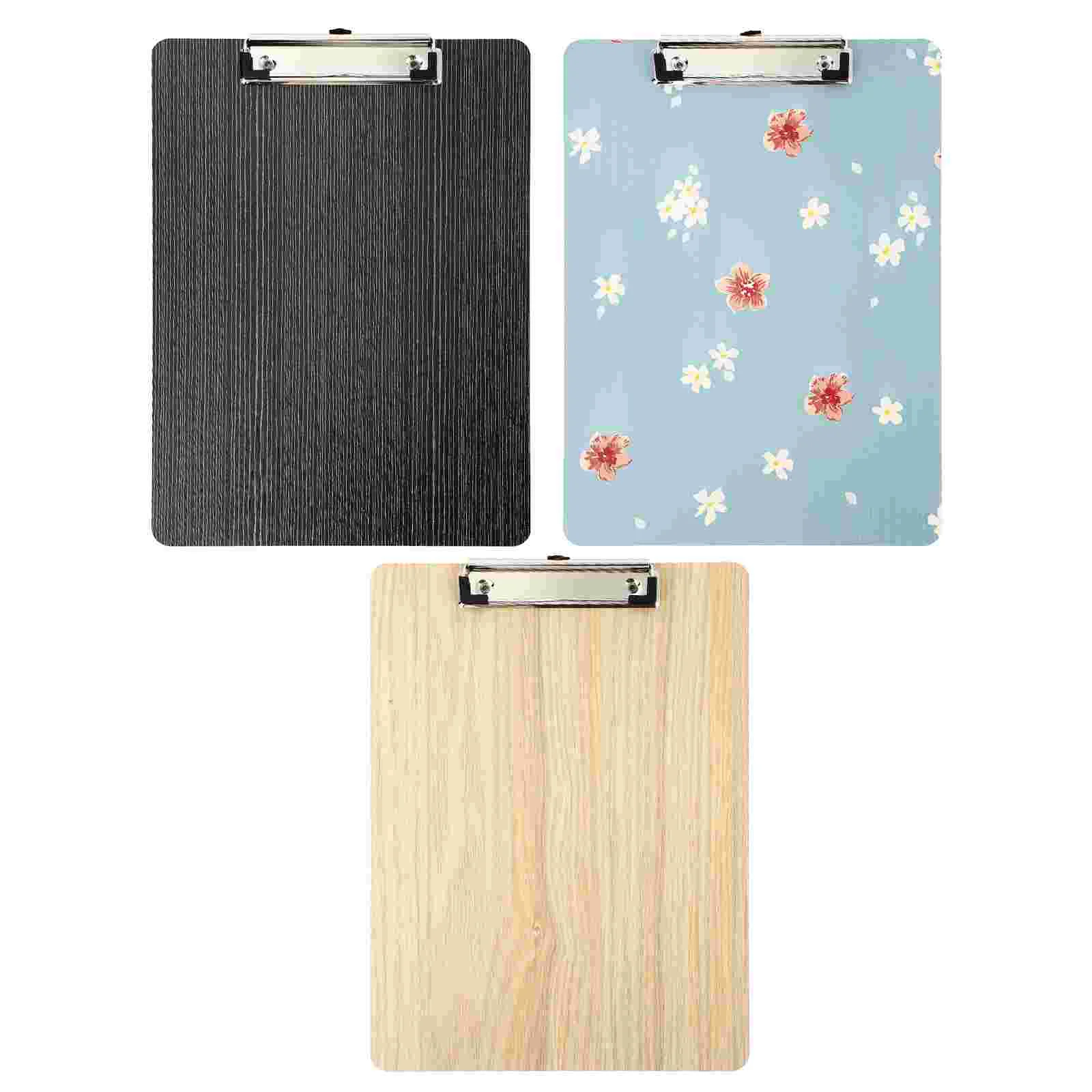 

3Pcs Wooden Clipboards Office Memo Clip Board Writing Backing Plate with Clip