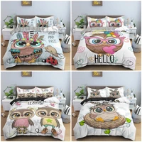 cute cartoon tribal owl bedding set bedclothes children bedroom decor quilt cover full king queen size home textile 23pcs