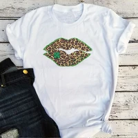 saint patricks day lip shirt women leopard tshirt st pattys day 2022 shamrock tee womens irish graphic tees gothic classic