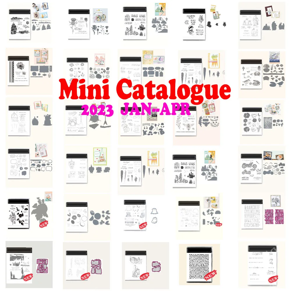 

2023 January To April New Mini Catalog Clear Stamps And Metal Cutting Dies DIY Making Scrapbooking Greeting Card Craft Die