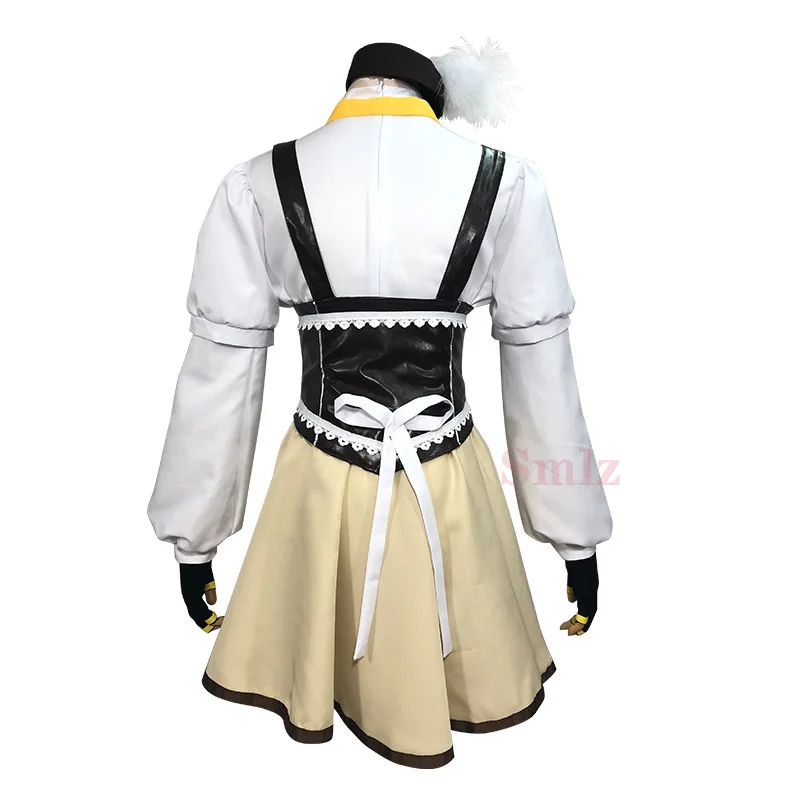 Аниме Puella Magi Madoka Magica Косплей Tomoe Mami Костюм Полный комплект шляпа носки включает