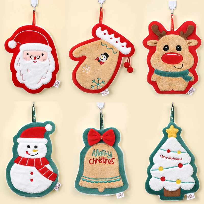 1 шт. Рождественское полотенце для рук коралловый бархат водопоглощающий