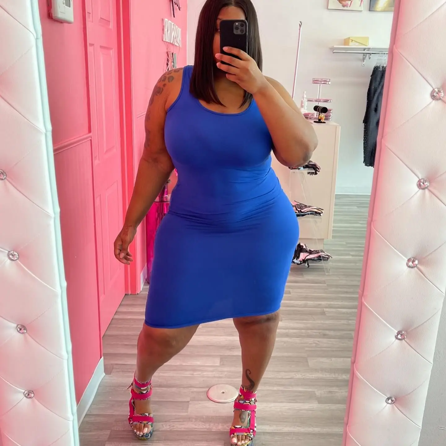Plus Size Dresses Ladies Dresses New Arrival 2022 Solid Sleeveless Above Knee Mini Sheath Slim Fit O-Neck Evening Dresses Y2K