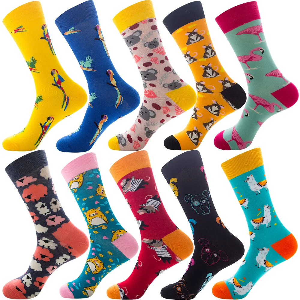 10 Pairs Kawaii Polka Dot Socks Woman Plus Size Men Socks Fashion Geometric Stripes Funny Socks Spring Autumn Cotton Long Socks