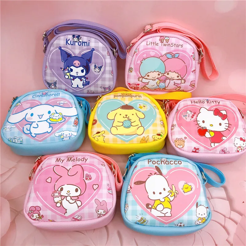 

Sanrio Cartoon Hello Kitty Mymelody Kuromi Cinnamoroll Pompom Purin Little Twin Star Figures Children's Cross Shoulder Bag Gifts