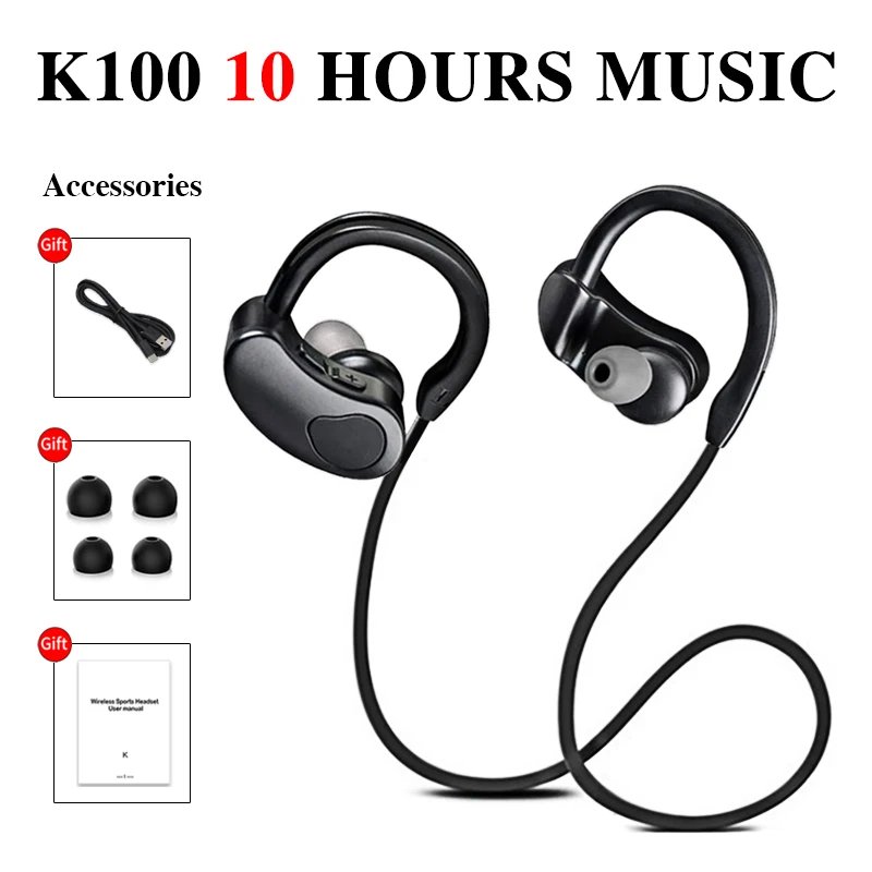 

Sports Bluetooth-compatible Earphone Wireless Headphones Stereo Headset K98 K100 Wireless Earbuds HiFI Bass Hands-Free with Mic