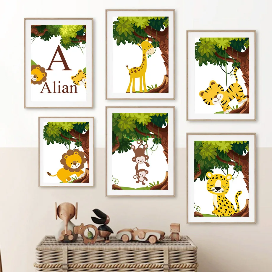 

Lion Tiger Giraffe Elephant Monkey Nursery Wall Art Canvas Painting Nordic Posters And Prints Wall Pictures Baby Kids Room Decor