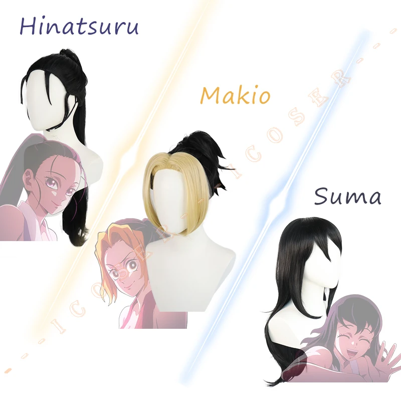 3 Types Hinatsuru Makio Suma Cosplay Wigs Anime Demon Slayer Kimetsu no Yaiba Yuukaku-hen Tengen Uzui Wife Long Women |