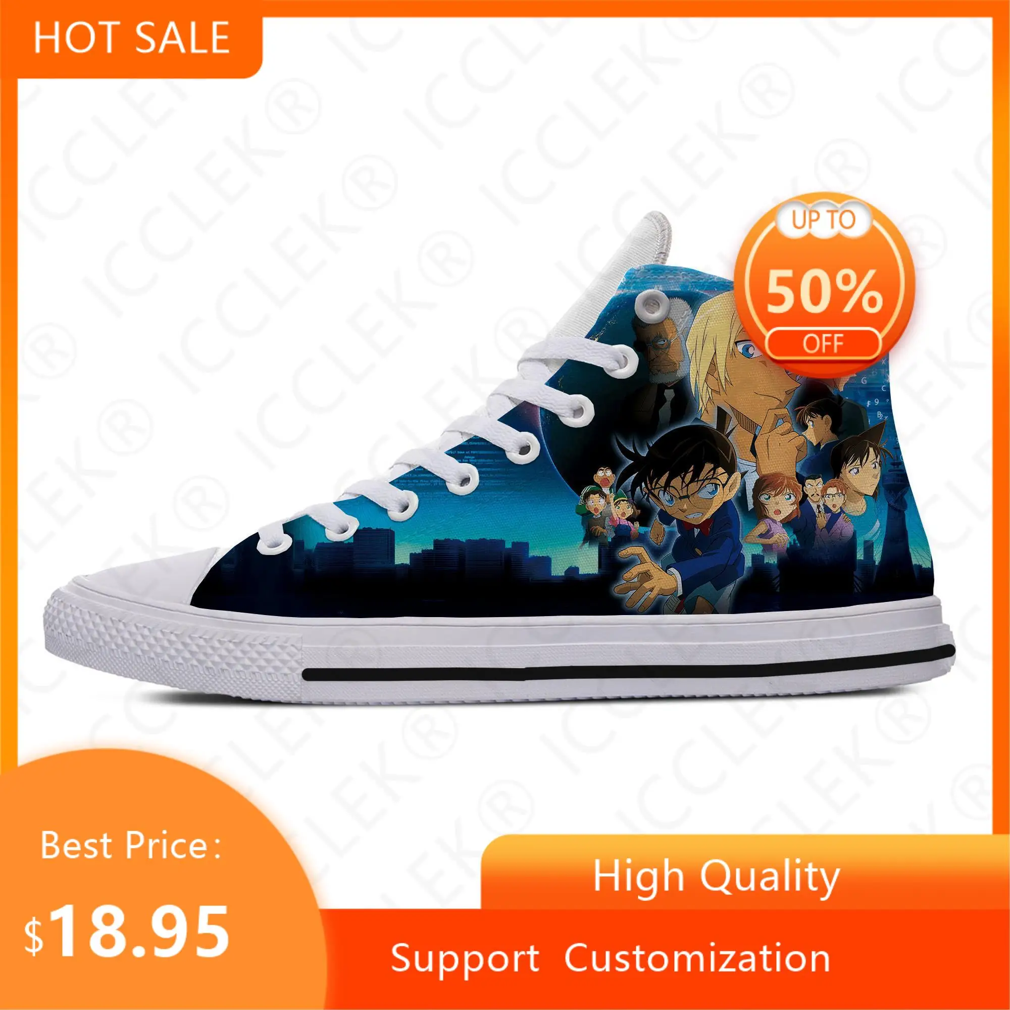

Hot Cool Fashion Cartoon Harajuku Summer Sneakers Handiness Casual Shoes Mens Womens Anime Detective Conan High Top Board Shoes