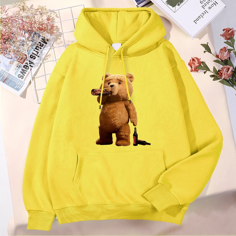 

Mr.Teddy Bear Is A Beer Lover Man Hoodie Comfortable Chic Hoodies Comfortable Pocket Clothes Fashion Casual Streetwear Male