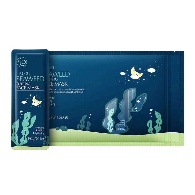 

3g x 20pcs Seaweed Facial Sleeping Mask Moisturizing Rough Skin Fine Lines Acne Treatment Smoothing Hydrating Oil Control