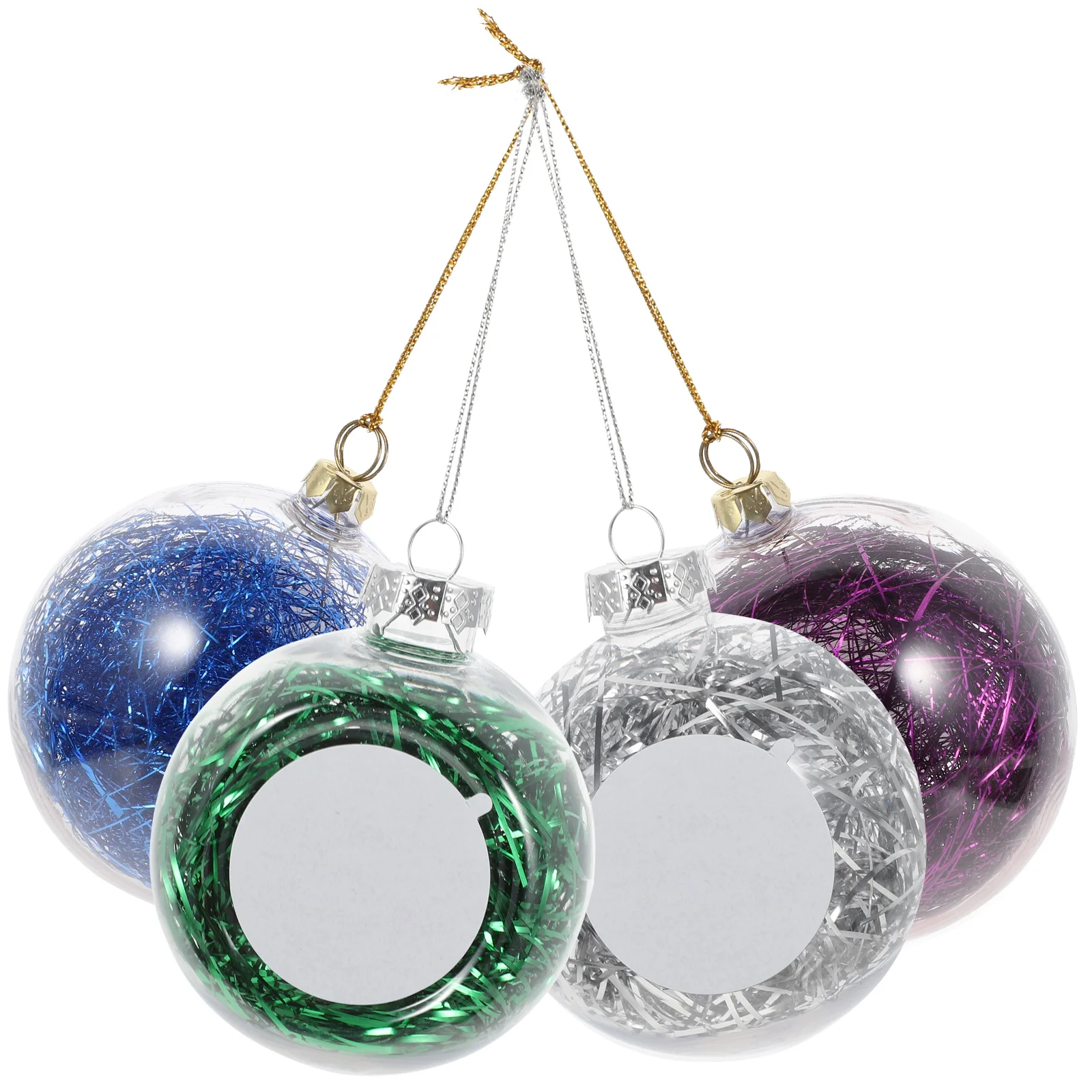 

4 Pcs Christmas Tree Sublimation Balls Decorations Xmas Hanging Plastic Decorative