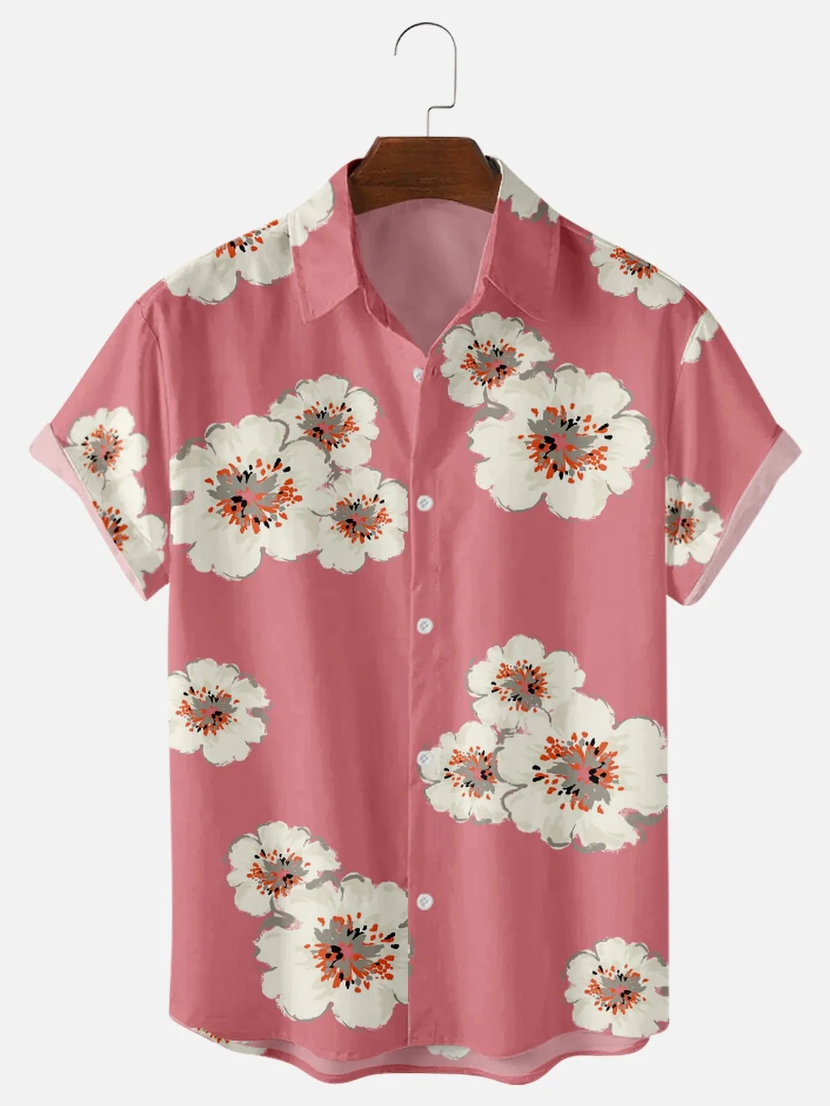 2022 Summer Festival Petal Print Shirt Men and Women Street Trend Men's Short T-Shirt Tops High Quality Hawaiian Beach Shirt top