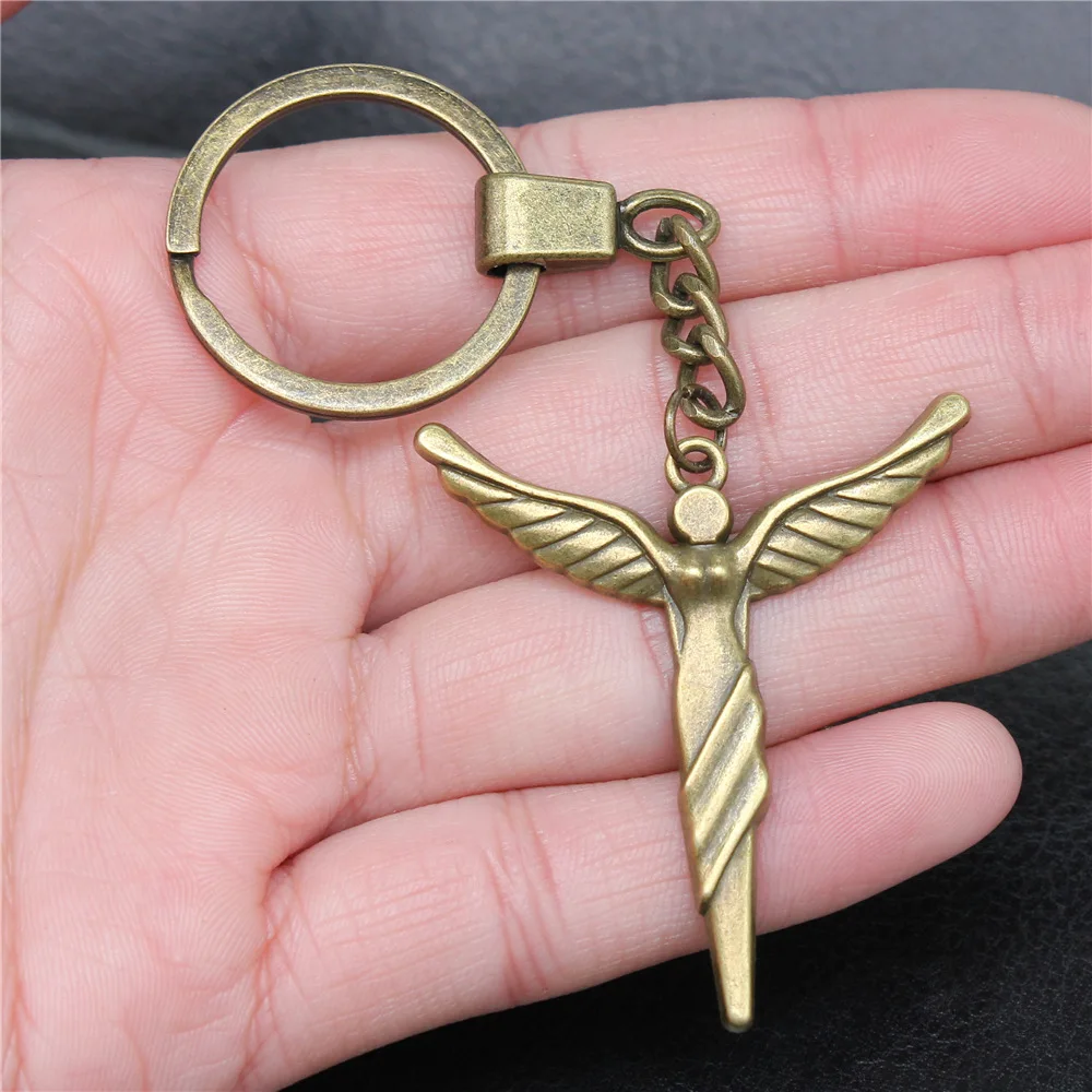 Мужской брелок Woemn, Прямая поставка, античный бронзовый цвет, 49x44 мм, подвеска в виде ангела, брелок в подарок