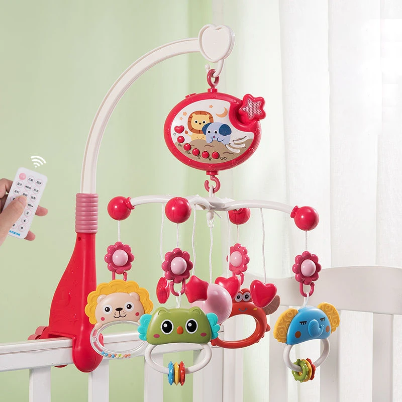 

Toddler Bed Bell Rattles Toys Star Projection Rotary Remote Control Lighting Musical Rattle Crib Mobile Baby Montessori Toy Gift