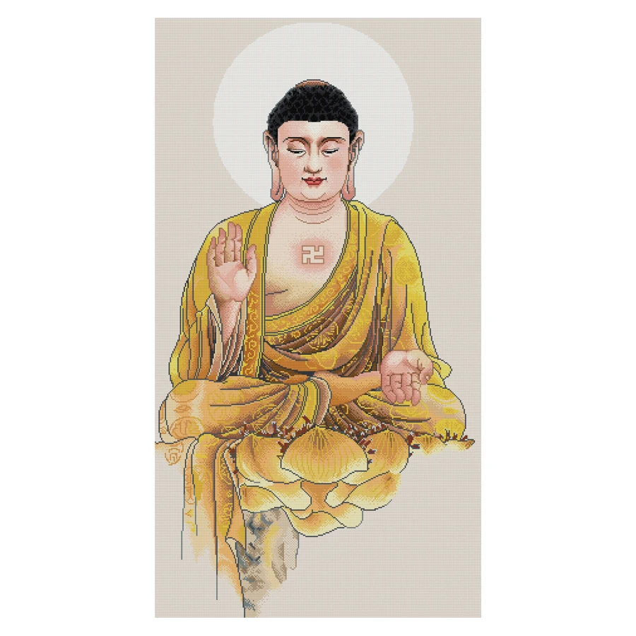 

Joy Sunday Cross Stitch Kit Buddha 11CT 14CT Printed Fabric Cross Stitch Kits Embroidery Kit 14CT 55×95cm