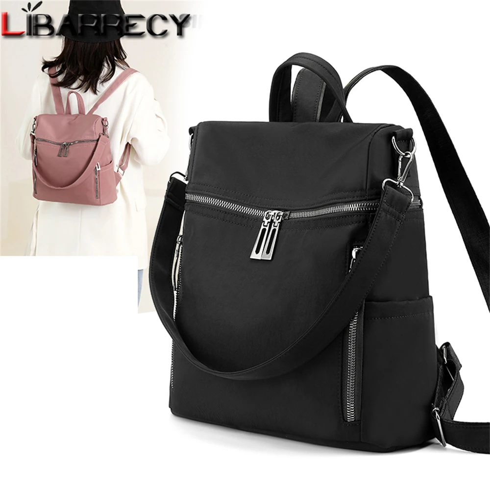 

Solid Color Designer High Quality Nylon Women's Backpack Fashion Multifunctional Women School Bags 2022 New Ladies Shoulder Bag