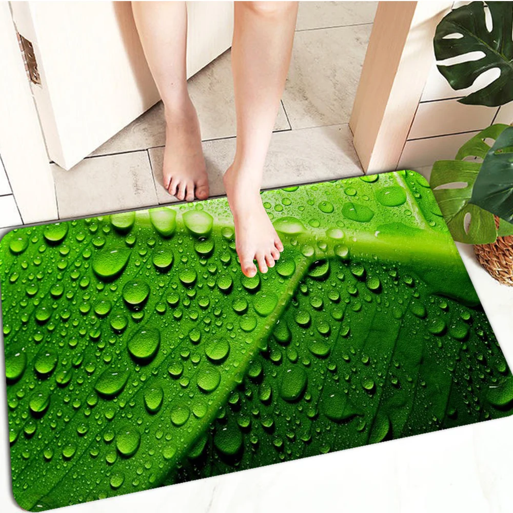 Фланелевый напольный коврик с принтом зеленого листа нескользящий декоративный