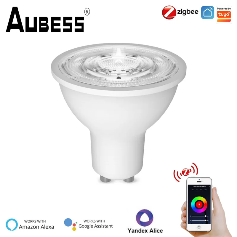 

Умсветильник светодиодные лампы Tuya Zigbee GU10 RGB, приглушаемые светильники с дистанционным управлением, работает с Alexa Google Home Яндекс. Алиса, 5 Вт