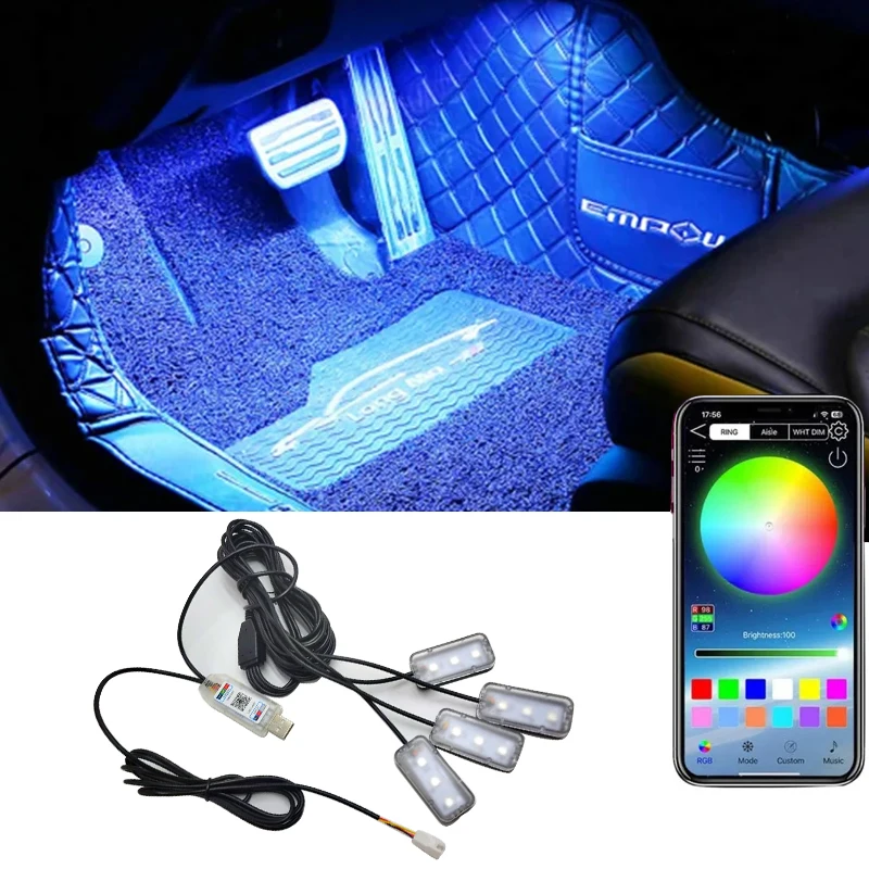 Светодиодный автомобильный салон окружающий свет для ног автомобильные