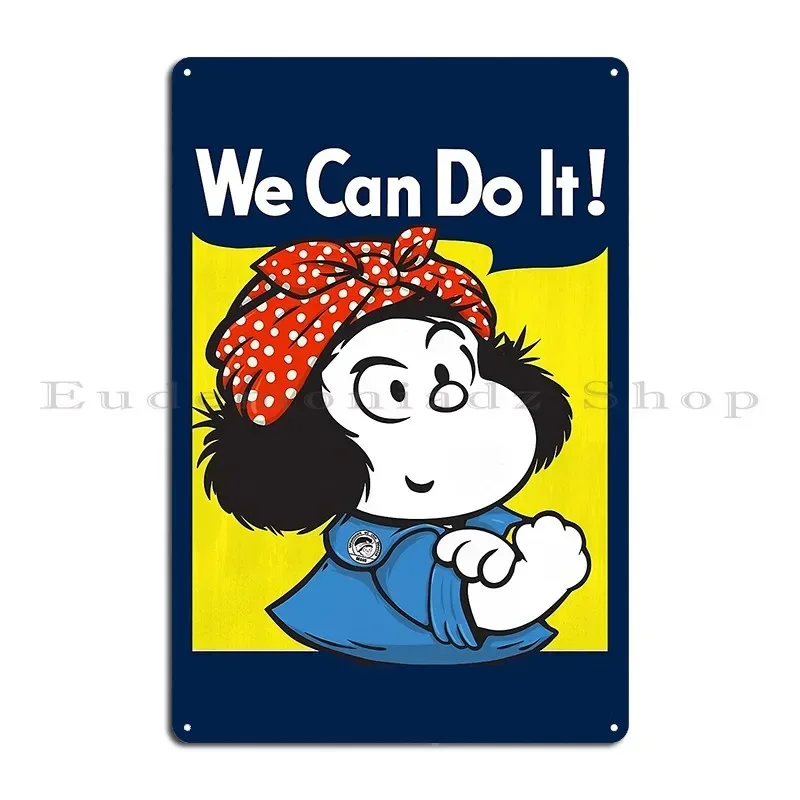 Фото Металлическая табличка-постер Mafalda We Can Do It, настенная декоративная табличка для создания атмосферы в гостиной, для вечеринок, жестяная вывеска-постер №2
