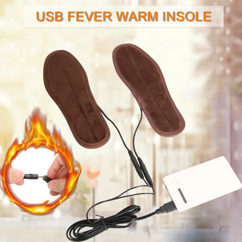

Heated Insoles Winter Shoe Pads Inserts USB Charged Electric Insoles For Shoes Boot Keep Warm With Fur Foot Pads Shoes Insole