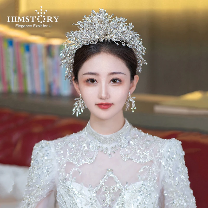 

HIMSTORY Oversize Rich Handmade European Tiaras Crowns Headpieces Crystal Headbands Brides Wedding Hair Accessory